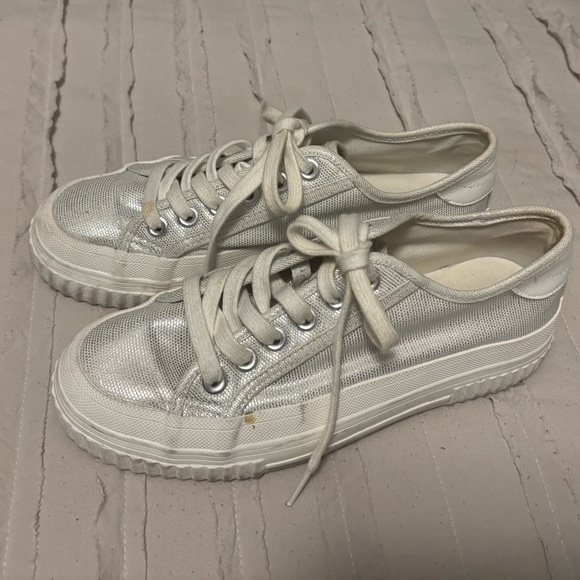 Zara Silver Sneakers 38 - Picture 2 of 4